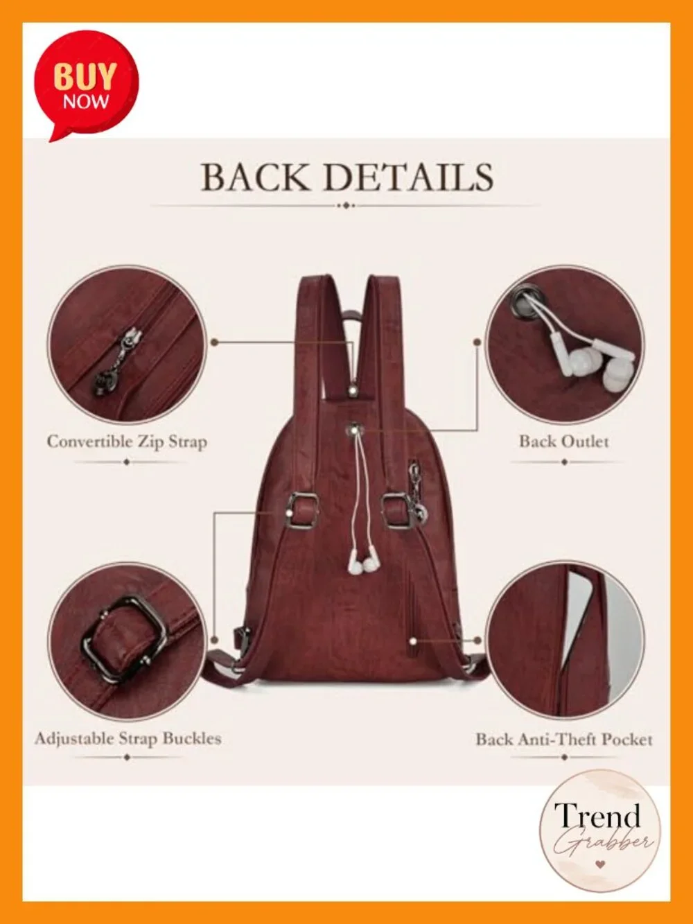 Convertible Anti-Theft Small Backpack Purse for Women, Faux Leather